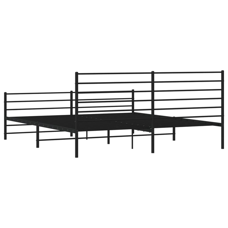 vidaXL Metal Bed Frame without Mattress with Footboard Black 183x203 cm King