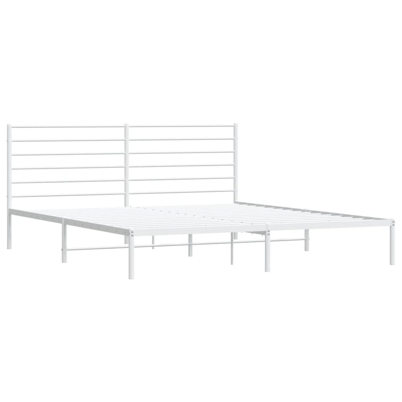 vidaXL Metal Bed Frame without Mattress with Headboard White 183x203 cm King
