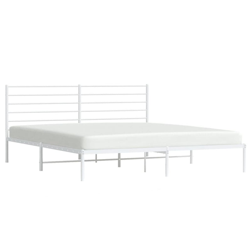 vidaXL Metal Bed Frame without Mattress with Headboard White 183x203 cm King
