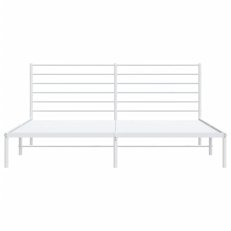 vidaXL Metal Bed Frame without Mattress with Headboard White 183x203 cm King