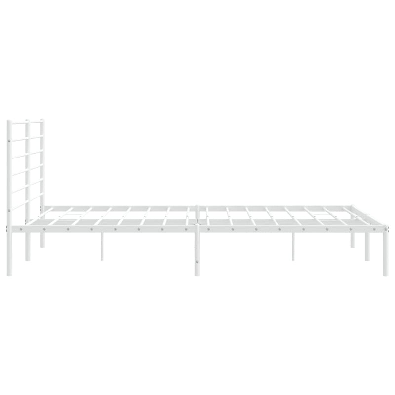 vidaXL Metal Bed Frame without Mattress with Headboard White 183x203 cm King