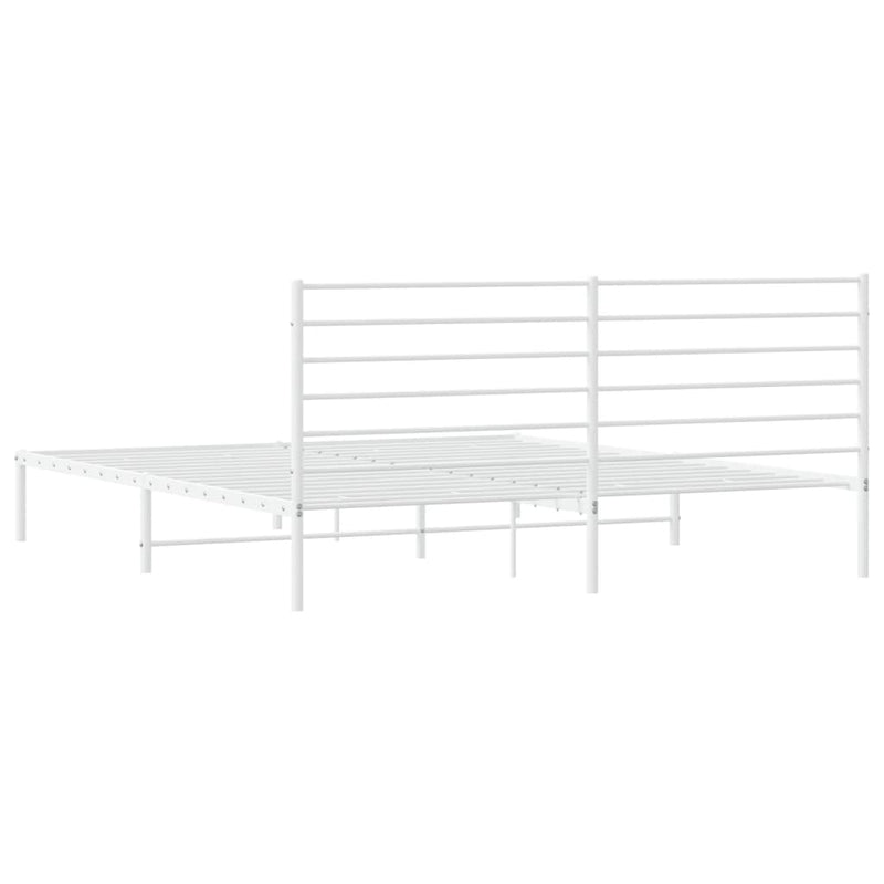 vidaXL Metal Bed Frame without Mattress with Headboard White 183x203 cm King