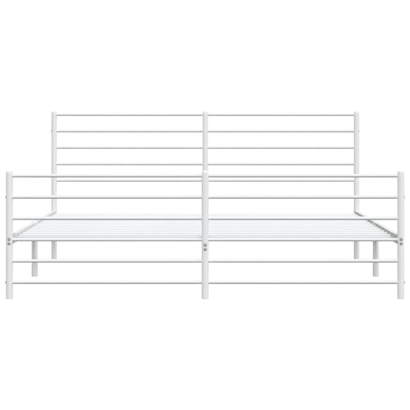 vidaXL Metal Bed Frame without Mattress with Footboard White 183x203 cm King