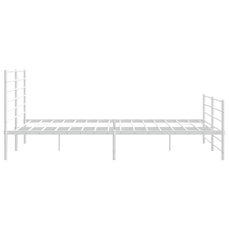 vidaXL Metal Bed Frame without Mattress with Footboard White 183x203 cm King