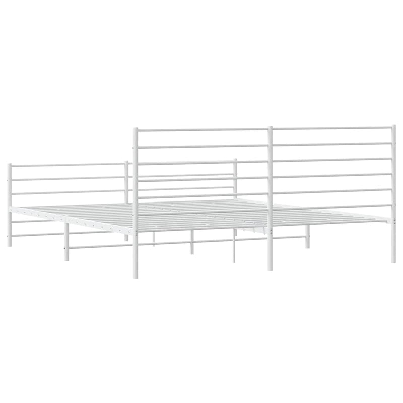 vidaXL Metal Bed Frame without Mattress with Footboard White 183x203 cm King