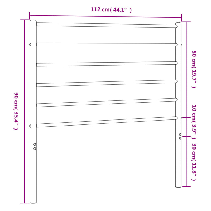 vidaXL Metal Headboard White 107 cm King Single