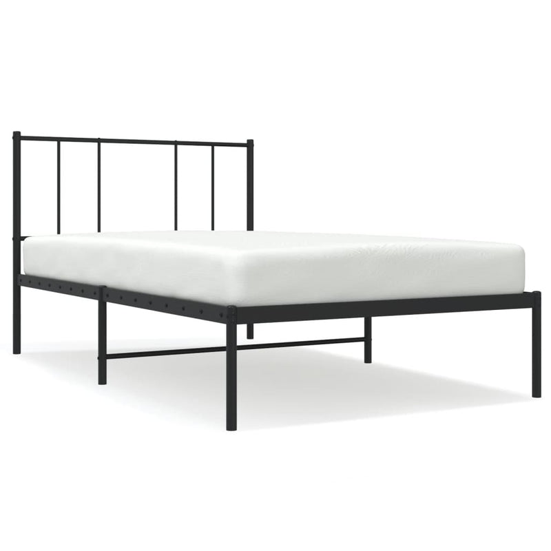 vidaXL Metal Bed Frame without Mattress with Headboard Black 107x203 cm King Single
