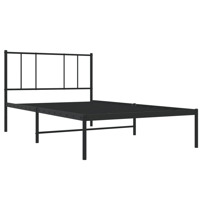 vidaXL Metal Bed Frame without Mattress with Headboard Black 107x203 cm King Single