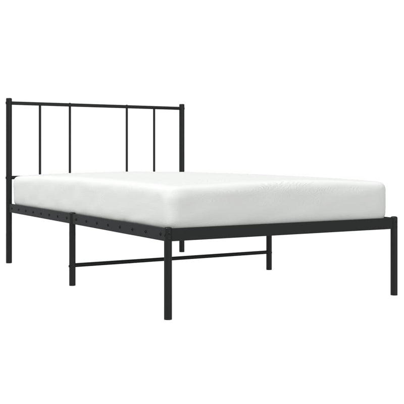 vidaXL Metal Bed Frame without Mattress with Headboard Black 107x203 cm King Single