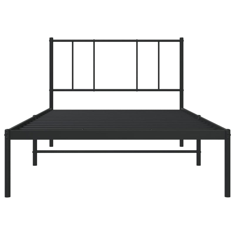 vidaXL Metal Bed Frame without Mattress with Headboard Black 107x203 cm King Single