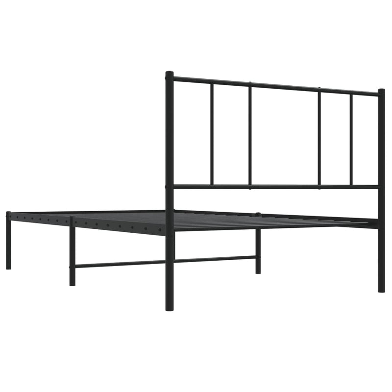 vidaXL Metal Bed Frame without Mattress with Headboard Black 107x203 cm King Single