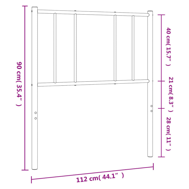 vidaXL Metal Headboard White 107 cm King Single