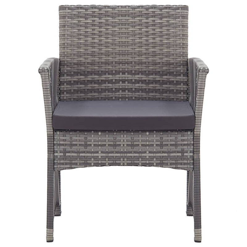 Garden Armchairs with Cushions 2 pcs Grey Poly Rattan