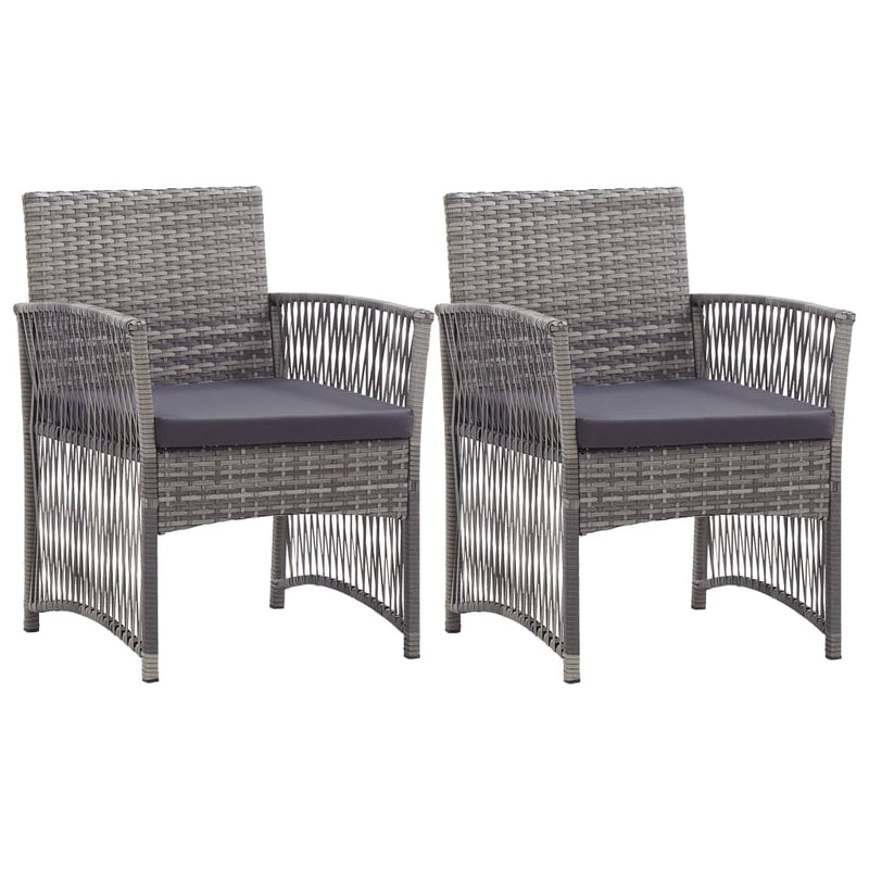 Garden Armchairs with Cushions 2 pcs Grey Poly Rattan