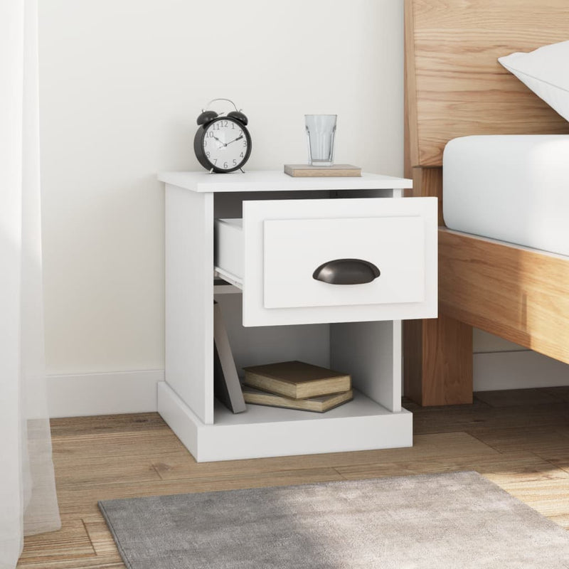 vidaXL Bedside Cabinet White 39x39x47.5 cm Engineered Wood
