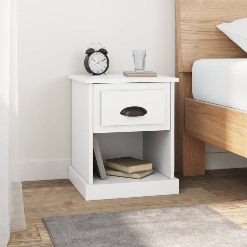 vidaXL Bedside Cabinet White 39x39x47.5 cm Engineered Wood