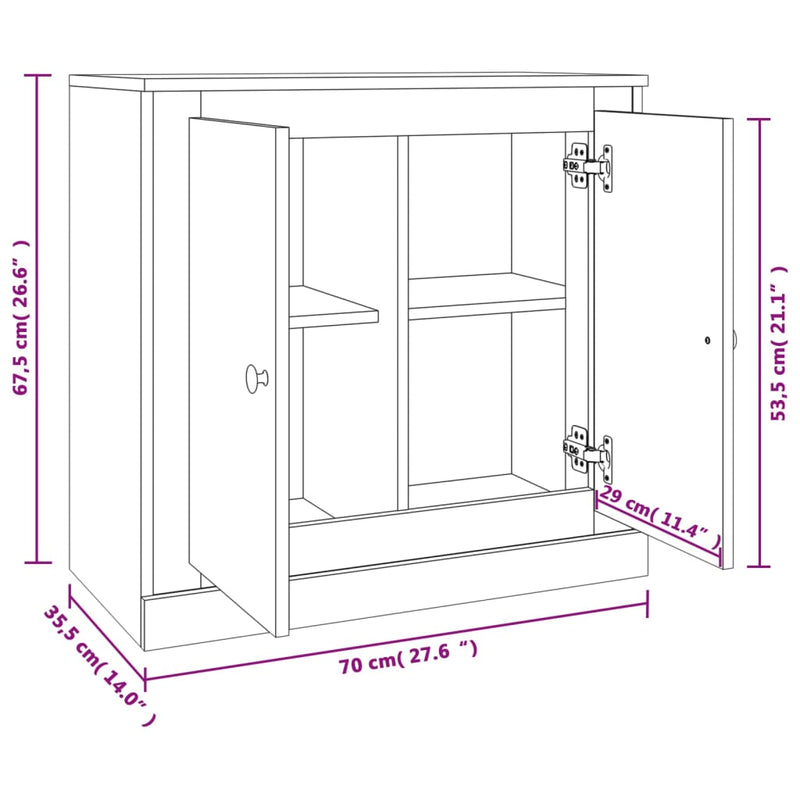 vidaXL Sideboard White 70x35.5x67.5 cm Engineered Wood