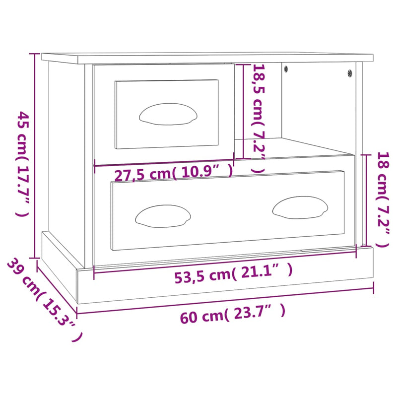 vidaXL Bedside Cabinet Smoked Oak 60x39x45 cm