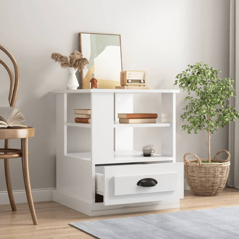 vidaXL Side Table High Gloss White 50x50x60 cm Engineered Wood