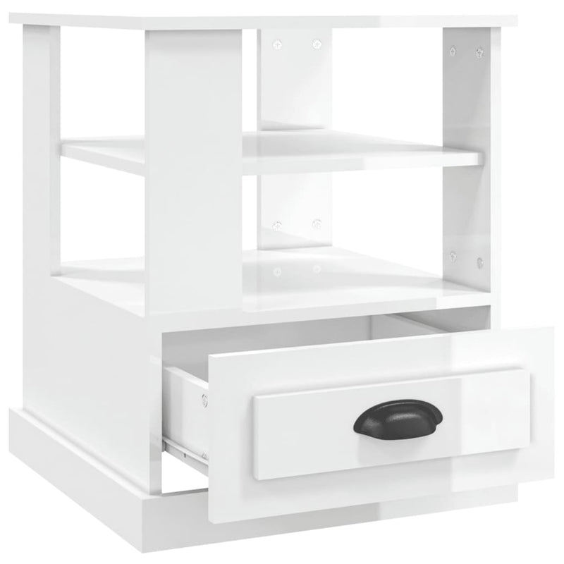 vidaXL Side Table High Gloss White 50x50x60 cm Engineered Wood
