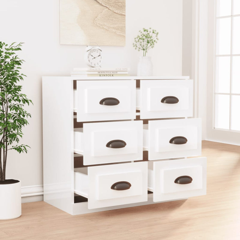 vidaXL Sideboard High Gloss White 70x35.5x67.5 cm Engineered Wood
