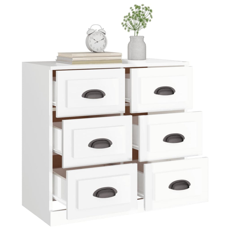 vidaXL Sideboard High Gloss White 70x35.5x67.5 cm Engineered Wood