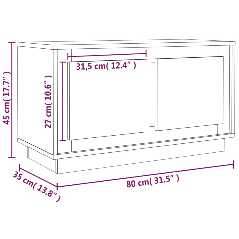 vidaXL TV Cabinet White 80x35x45 cm Engineered Wood