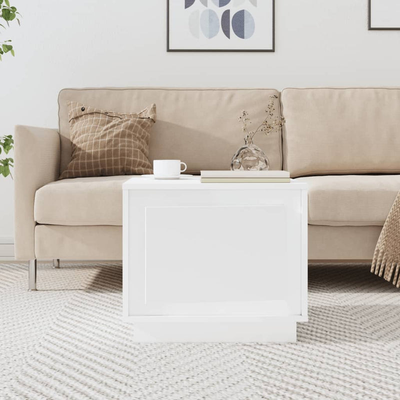 vidaXL Coffee Table High Gloss White 51x50x44 cm Engineered Wood