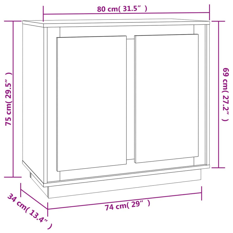 vidaXL Sideboard White 80x34x75 cm Engineered Wood