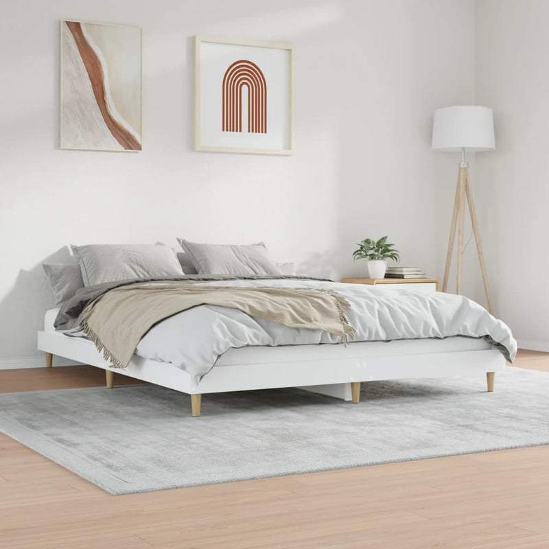 vidaXL Bed Frame without Mattress White 183x203 cm King Engineered Wood