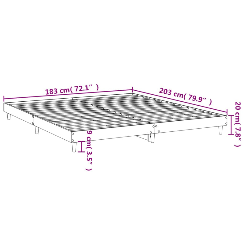 vidaXL Bed Frame without Mattress White 183x203 cm King Engineered Wood