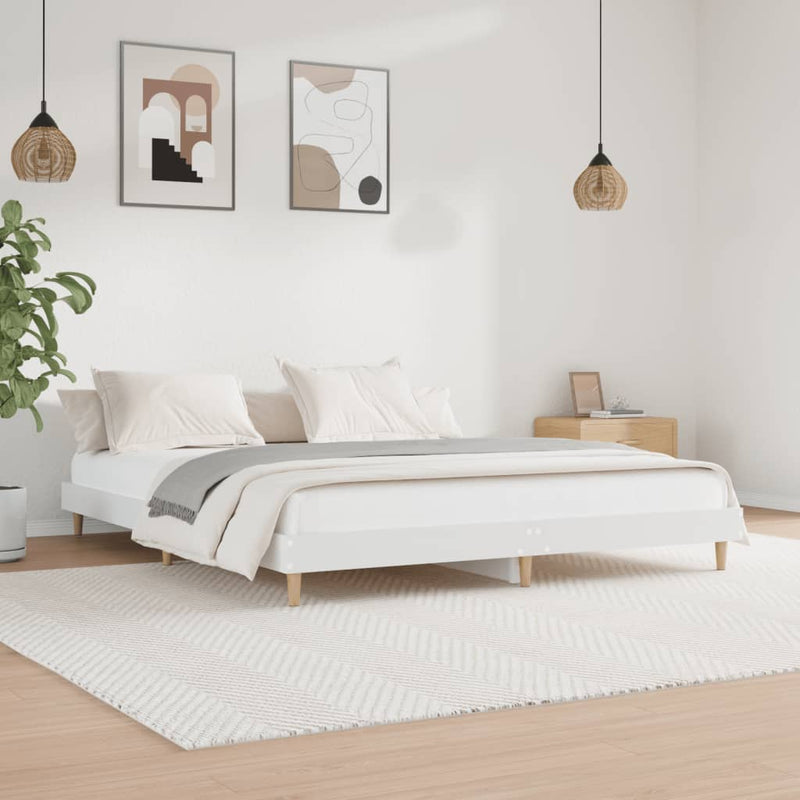 vidaXL Bed Frame without Mattress White 183x203 cm King Engineered Wood