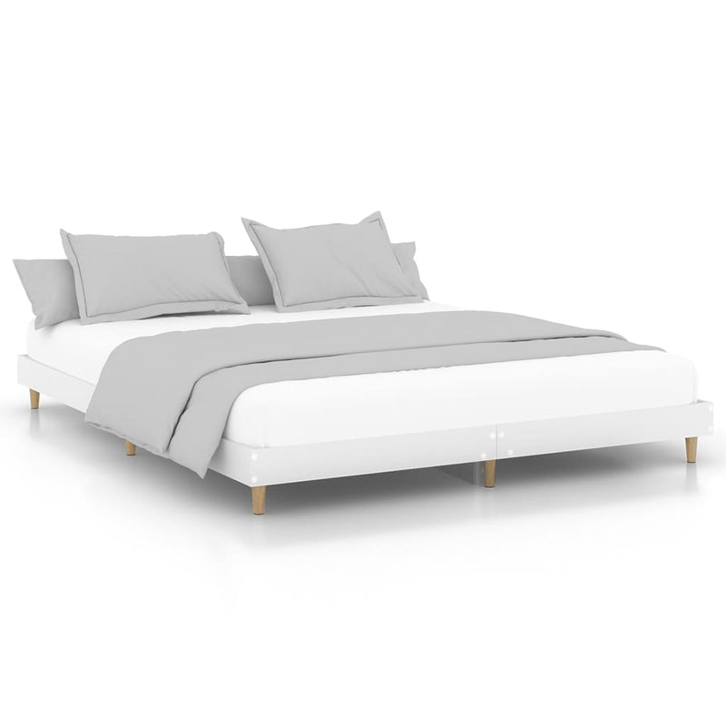 Bed Frame White 153x203 cm Queen Size Engineered Wood