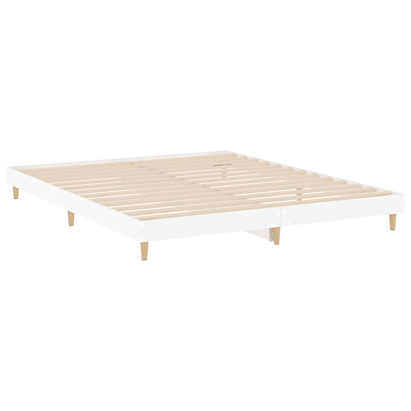 Bed Frame White 153x203 cm Queen Size Engineered Wood