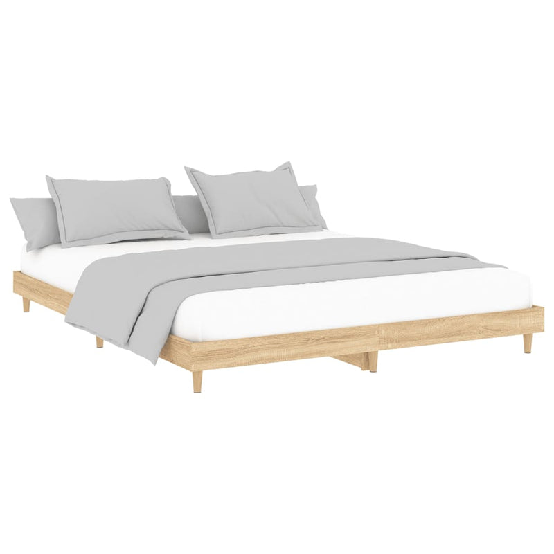 Bed Frame Sonoma Oak 153x203 cm Queen Size Engineered Wood