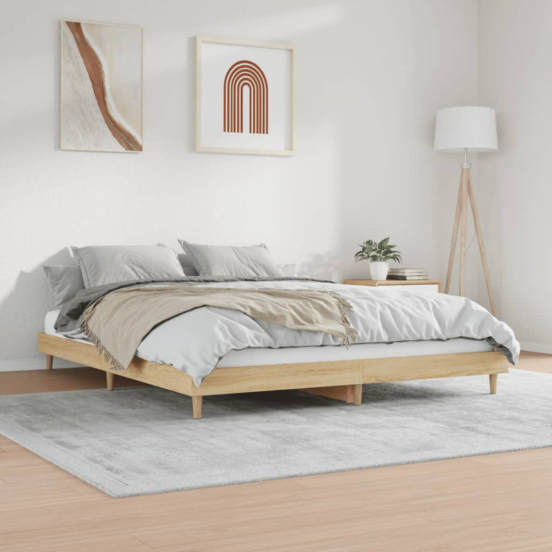 Bed Frame Sonoma Oak 153x203 cm Queen Size Engineered Wood