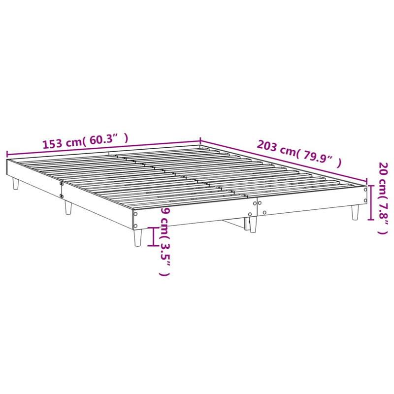 Bed Frame Sonoma Oak 153x203 cm Queen Size Engineered Wood