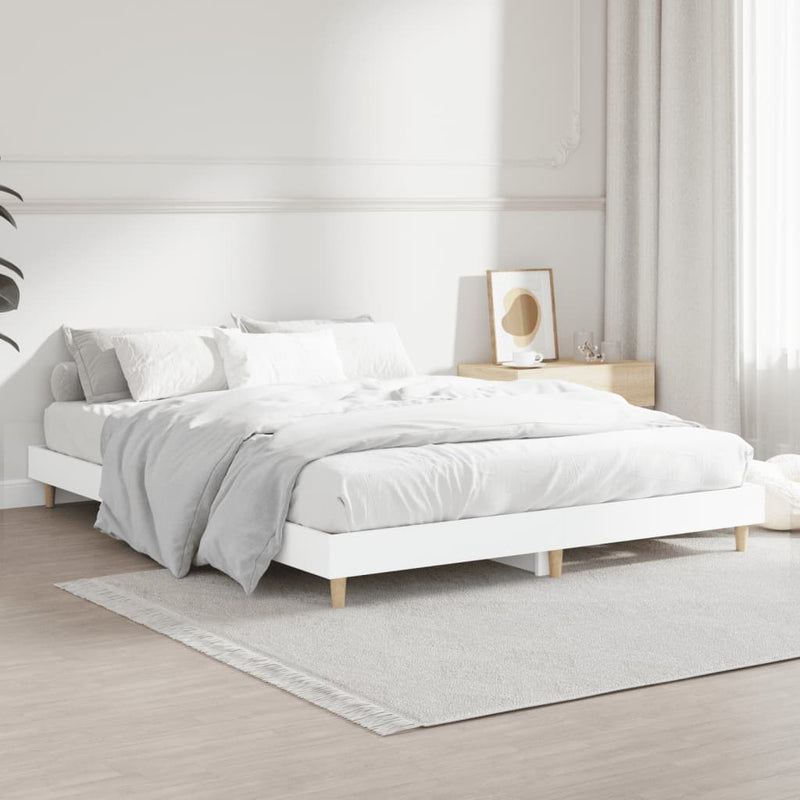 vidaXL Bed Frame without Mattress White 135x190 cm Engineered Wood