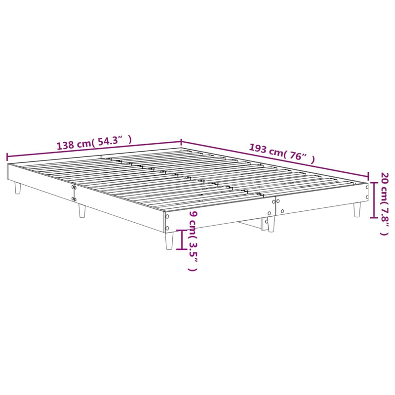 vidaXL Bed Frame without Mattress White 135x190 cm Engineered Wood