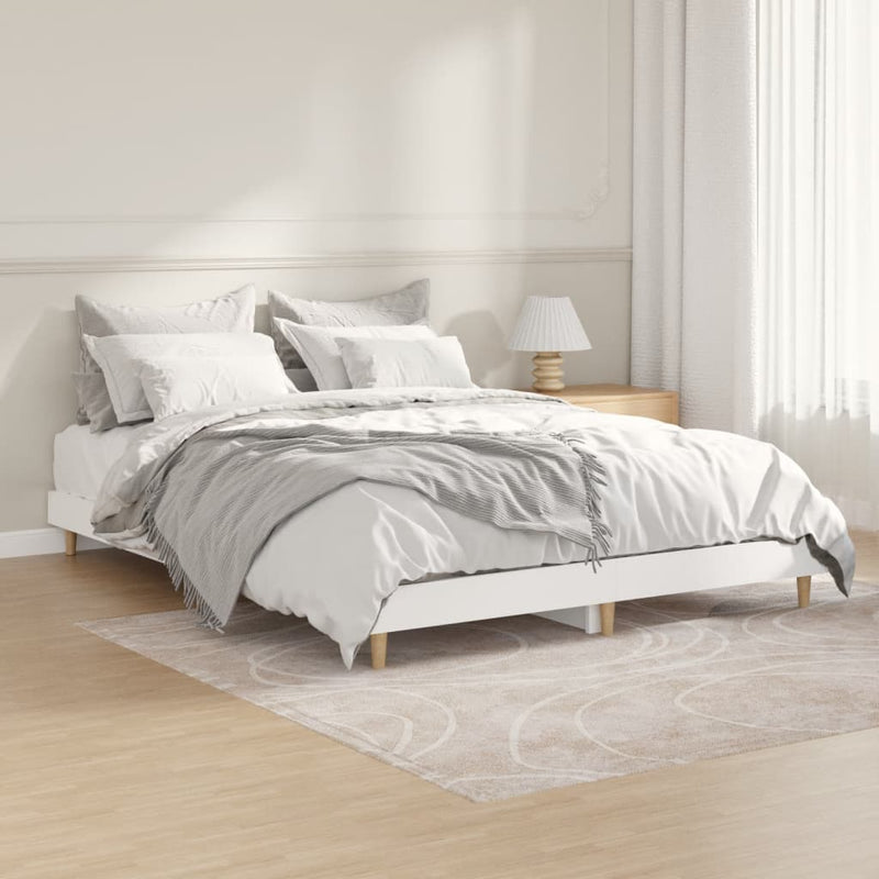 vidaXL Bed Frame without Mattress White 135x190 cm Engineered Wood