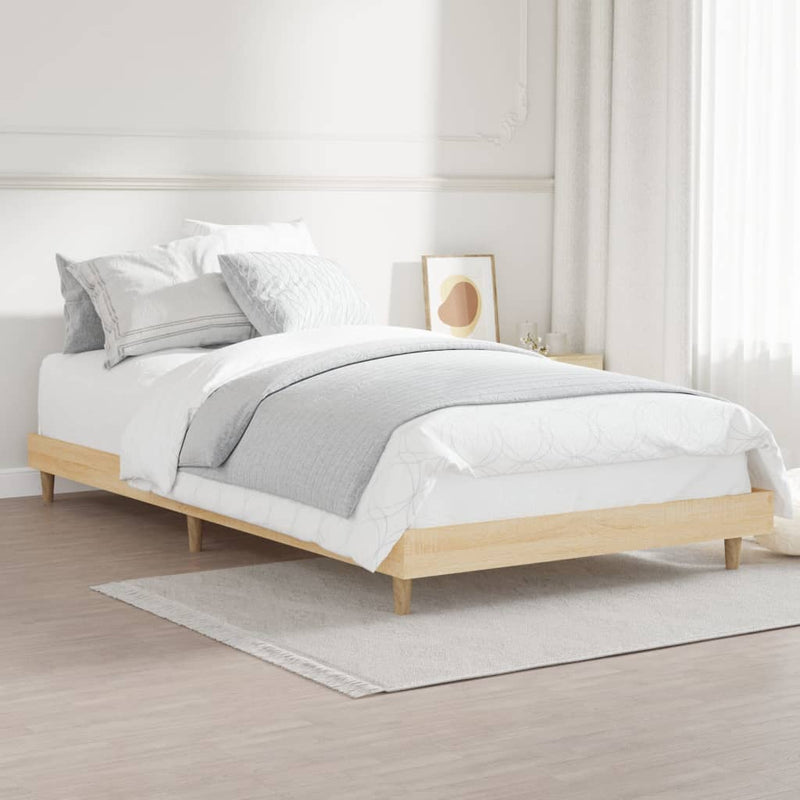 Bed Frame Sonoma Oak 92x187 cm Single Size Engineered Wood