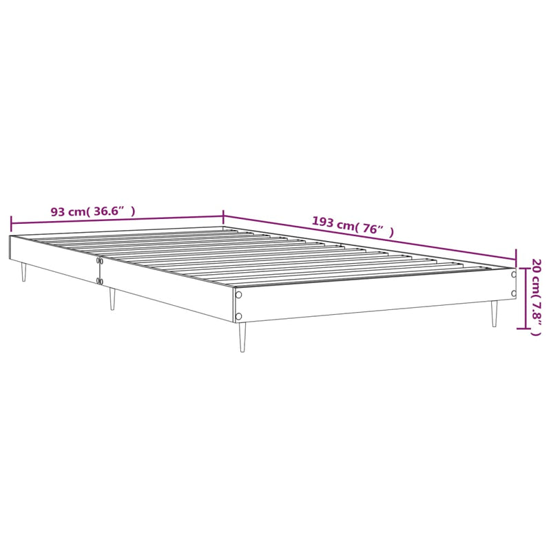 vidaXL Bed Frame without Mattress White 90x190 cm Engineered Wood