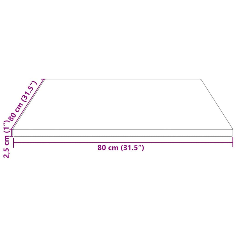 vidaXL Table Top 80x80x2.5 cm Solid Wood Pine Square