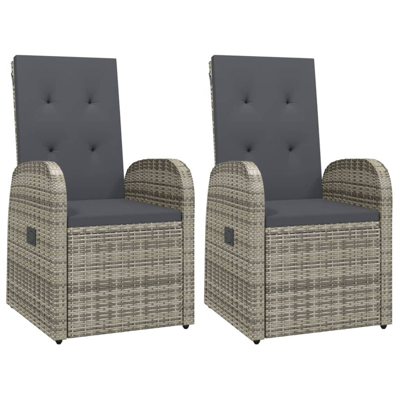 vidaXL 3 Piece Garden Dining Set with Cushions Grey Poly Rattan