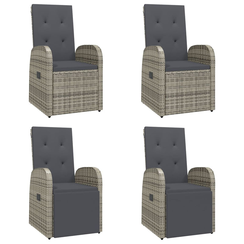 vidaXL 5 Piece Garden Dining Set with Cushions Grey Poly Rattan