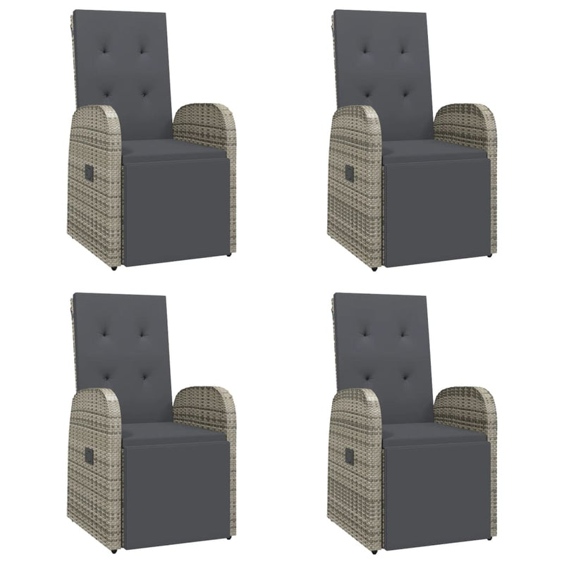vidaXL 5 Piece Garden Dining Set with Cushions Grey Poly Rattan