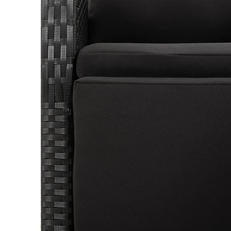 vidaXL 9 Piece Garden Dining Set with Cushions Black Poly Rattan
