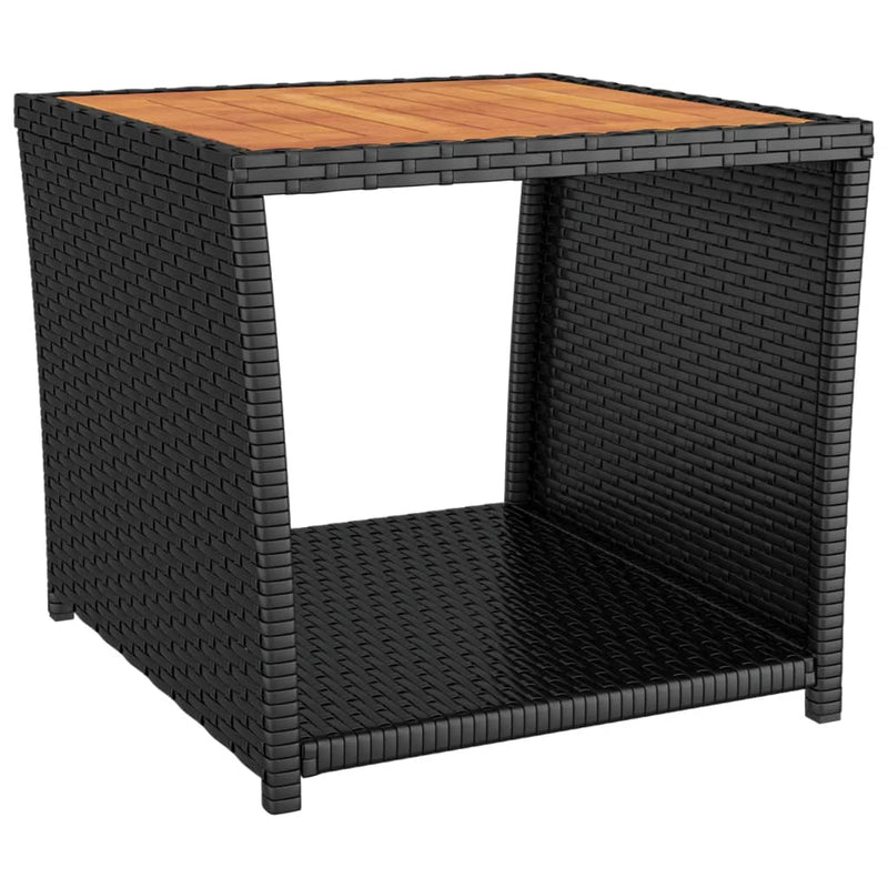vidaXL 2 Piece Garden Lounge Set Black Poly Rattan&Solid Wood Acacia