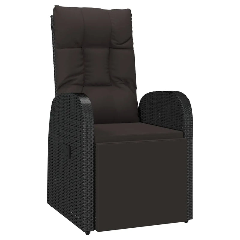 2 Piece Garden Lounge Set Black Poly Rattan&Steel