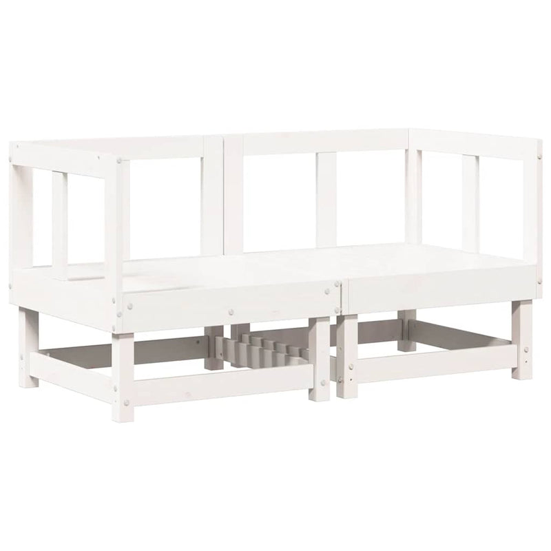 vidaXL Corner Sofas with Cushions 2 pcs White Solid Wood Pine